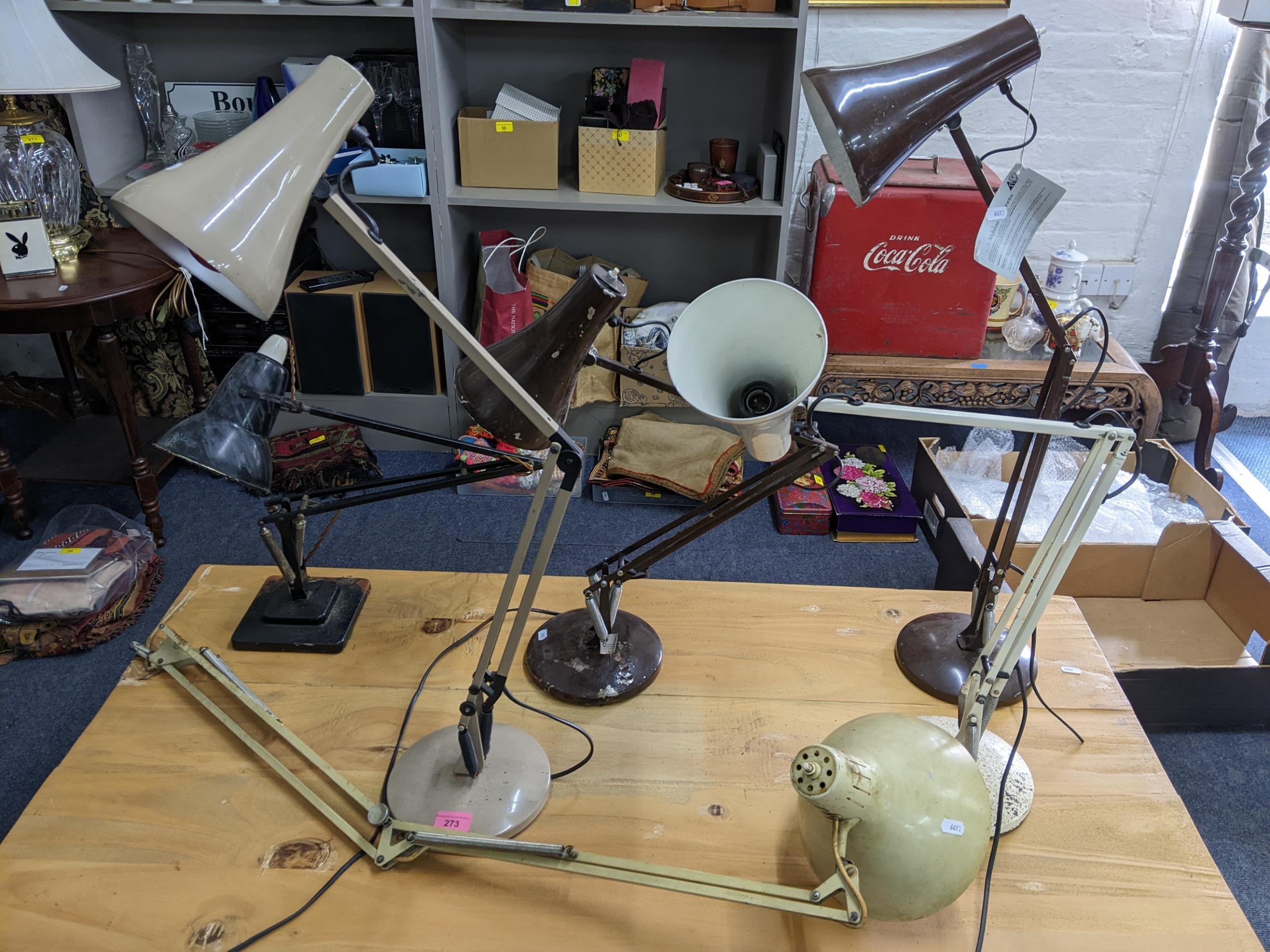 Six vintage anglepoise and anglepoise style lamps to include a model 1227 Herbert Terry table