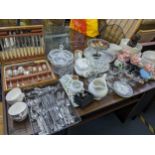 A mixed lot to include a canteen of cutlery, Wade pigs, cut glass and other items, Location: