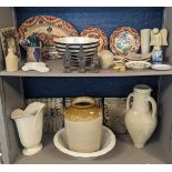 A mixed lot to include a small 18th/19th century pearlware jug A/F, along with terracotta