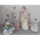 Eight figures of ladies in costume to include two from the Royal Doulton Impressions Collection