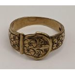 A 9ct ring in the form of a belt and buckle, total weight 5.1g Location: