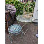 Two garden aluminium painted tables together with two hanging platers Location: