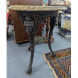 A Victorian cast iron circular pub table base having circular top, A/F, 70cm, Location: