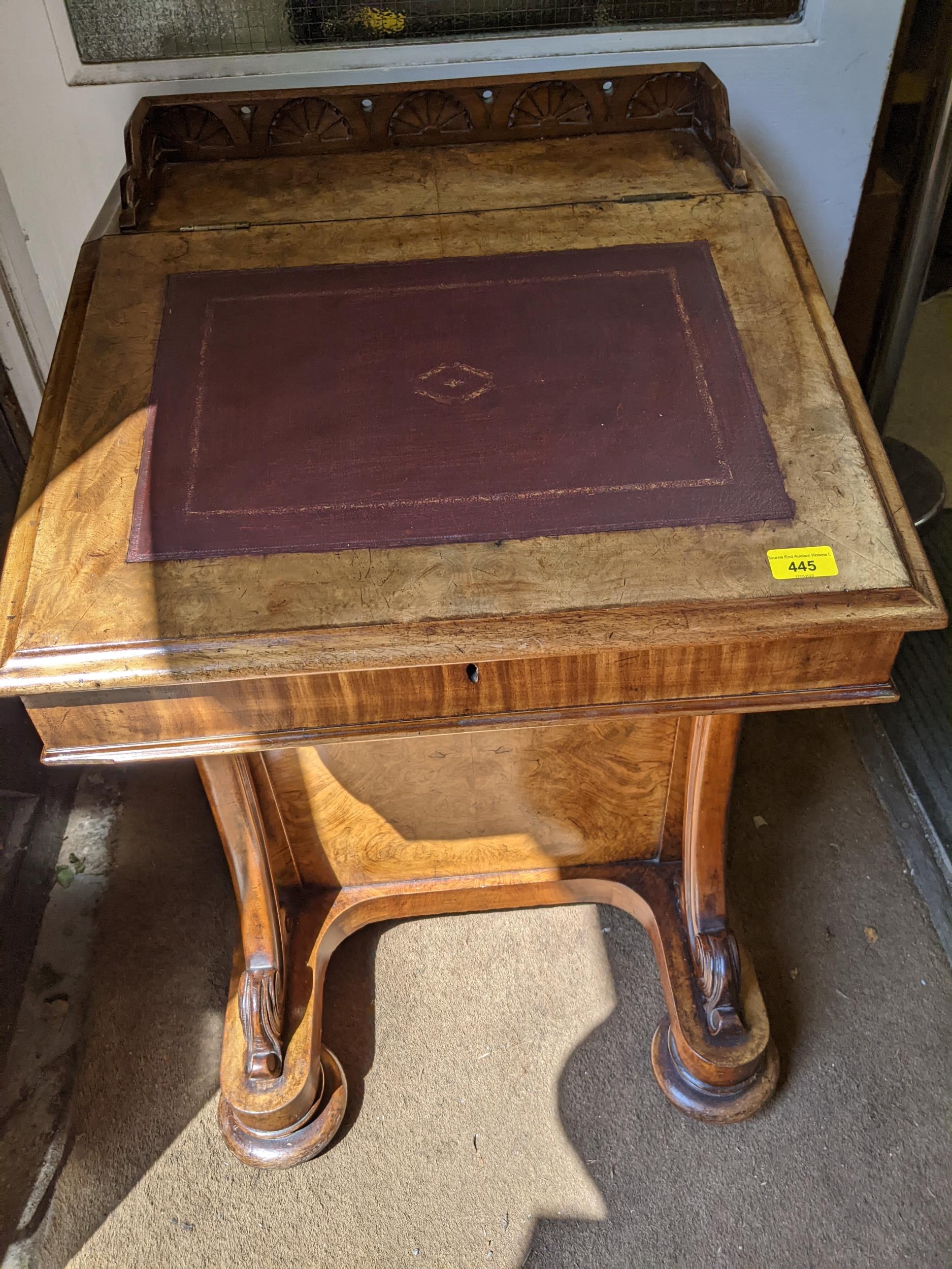 A Victorian walnut Davenport with four side drawers, on button feet, 68cm x 59cm x 59cm Location: