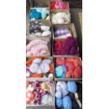 A large quantity of wool to include double knitting yarn, Robin Mardis Gras boucle fashion yarn