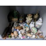 Mixed household ornaments to include ceramics and metalware Location: LWB