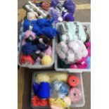A large quantity of wool and partial knitting projects to include Emu yarn, Stylecraft yarn and