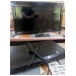 A Panasonic Viera 32" LCD television model no TX-L32 V10B with remote, along with a Panasonic Blu-