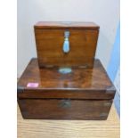 A Victorian walnut box writing slope with fitted interior and a Victorian oak stationery box with