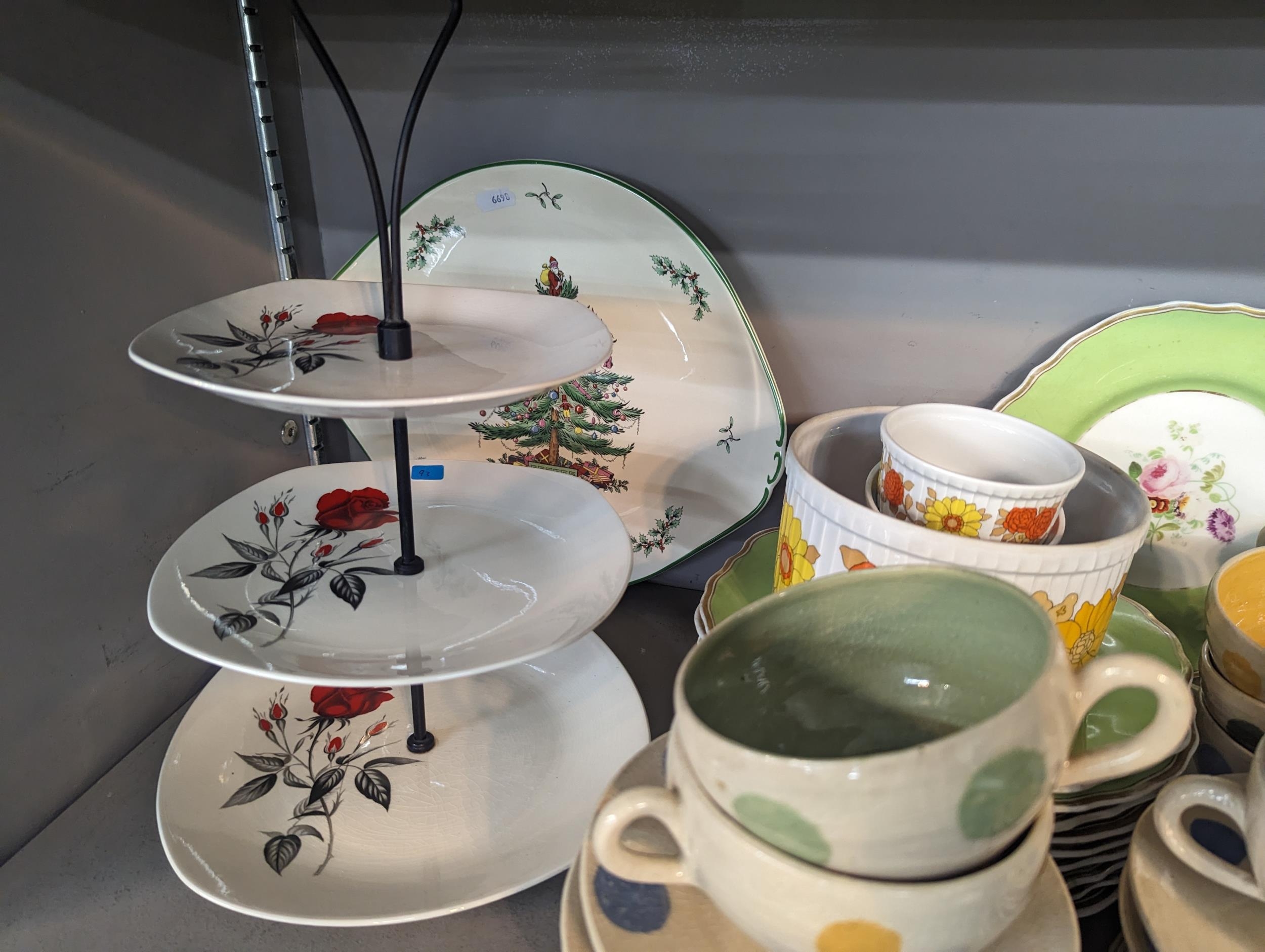 Mixed ceramics to include Victorian green and floral plates, Aynsley polka dot part tea set, a Spode - Image 2 of 10