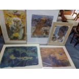 Peggy Delport - five large limited edition serigraphs, all numbered and signed to the margins to