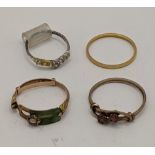 Mixed rings to include a yellow metal band 1.3g, a yellow metal ring, 1.9g and others Location: