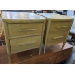 A pair of modern Ercol Chiltern, two drawer bedside tables, 55h x 45w, Location: