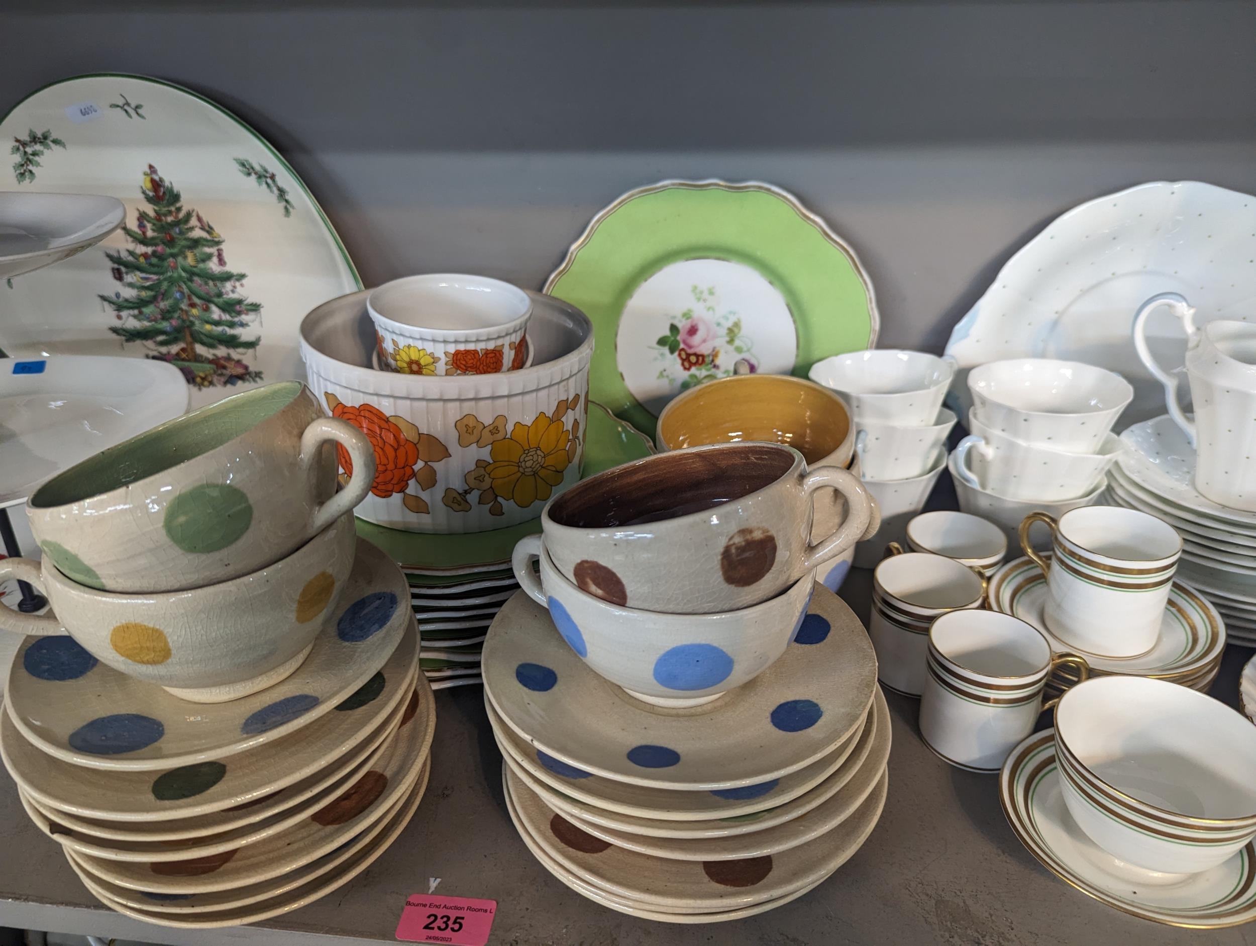 Mixed ceramics to include Victorian green and floral plates, Aynsley polka dot part tea set, a Spode - Image 3 of 10