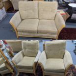 An Ercol two seater sofa and two matching armchairs Location:LAM/LAB