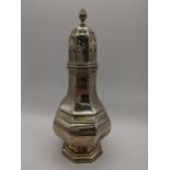 An early 20th century silver octagonal framed sugar caster, hallmarked 1931, 191g, Location: