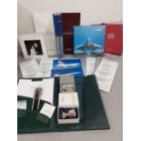 Concorde related items to include 1990's menus, wine lists, ephemera, a stationery folder and two
