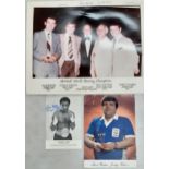 Boxing interest comprising a signed photo of past British World Boxing Champions, a signed Maurice