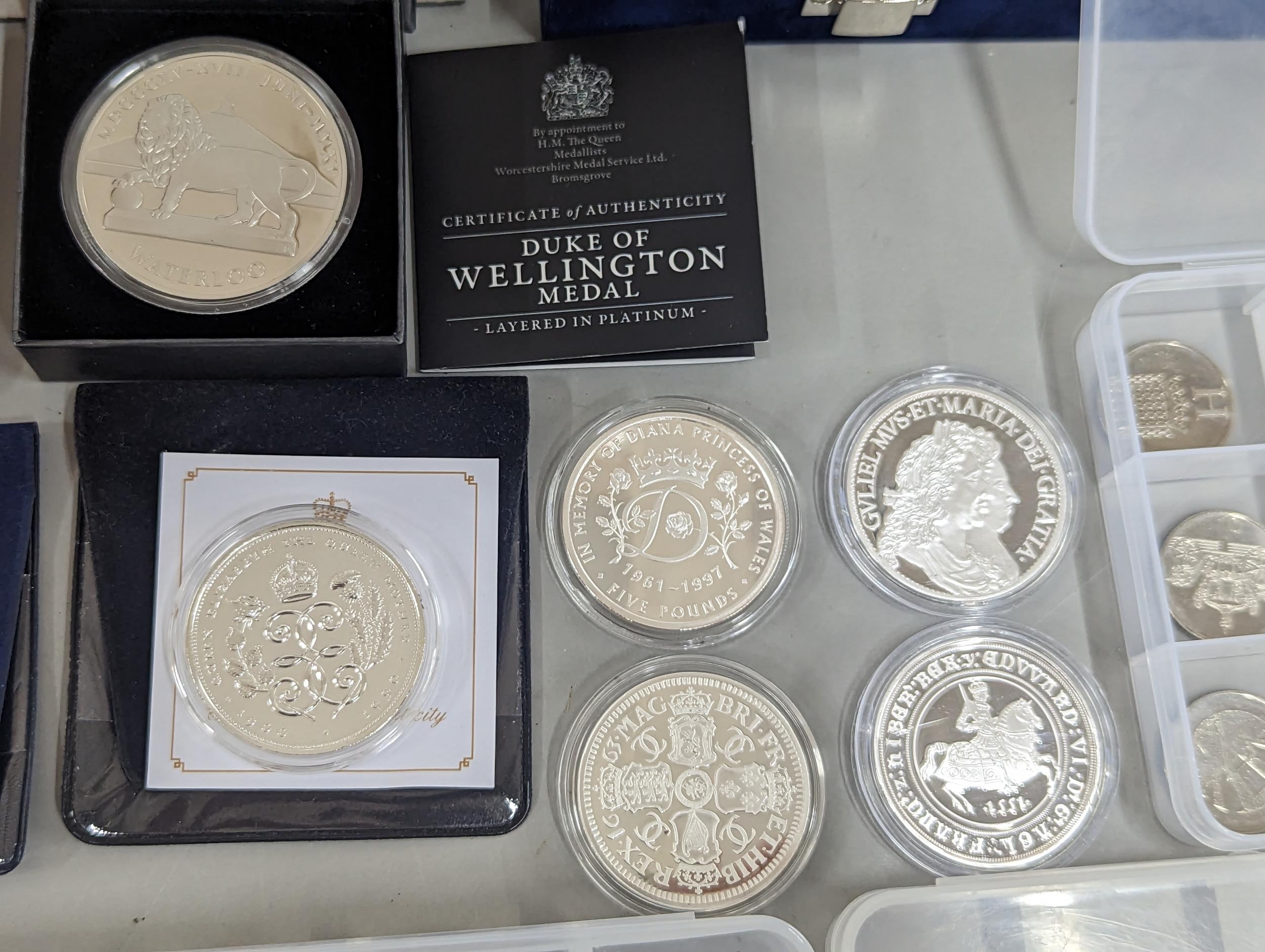 A large group of coins to include Westminster Elizabeth II and Prince Philip Numis proof crowns, - Image 7 of 18