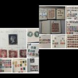 Three albums of Victorian and later stamps to include Penny Black, Penny Reds, two Penny Blue,