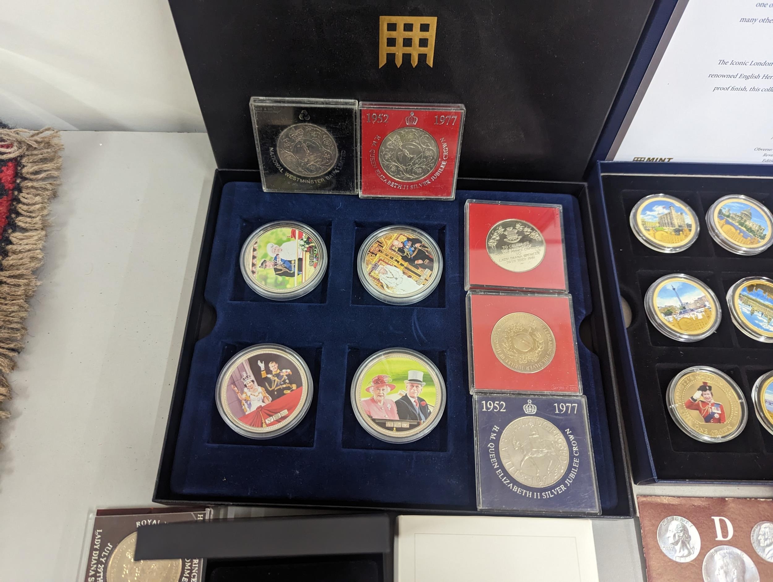 A large group of coins to include Westminster Elizabeth II and Prince Philip Numis proof crowns, - Image 2 of 18