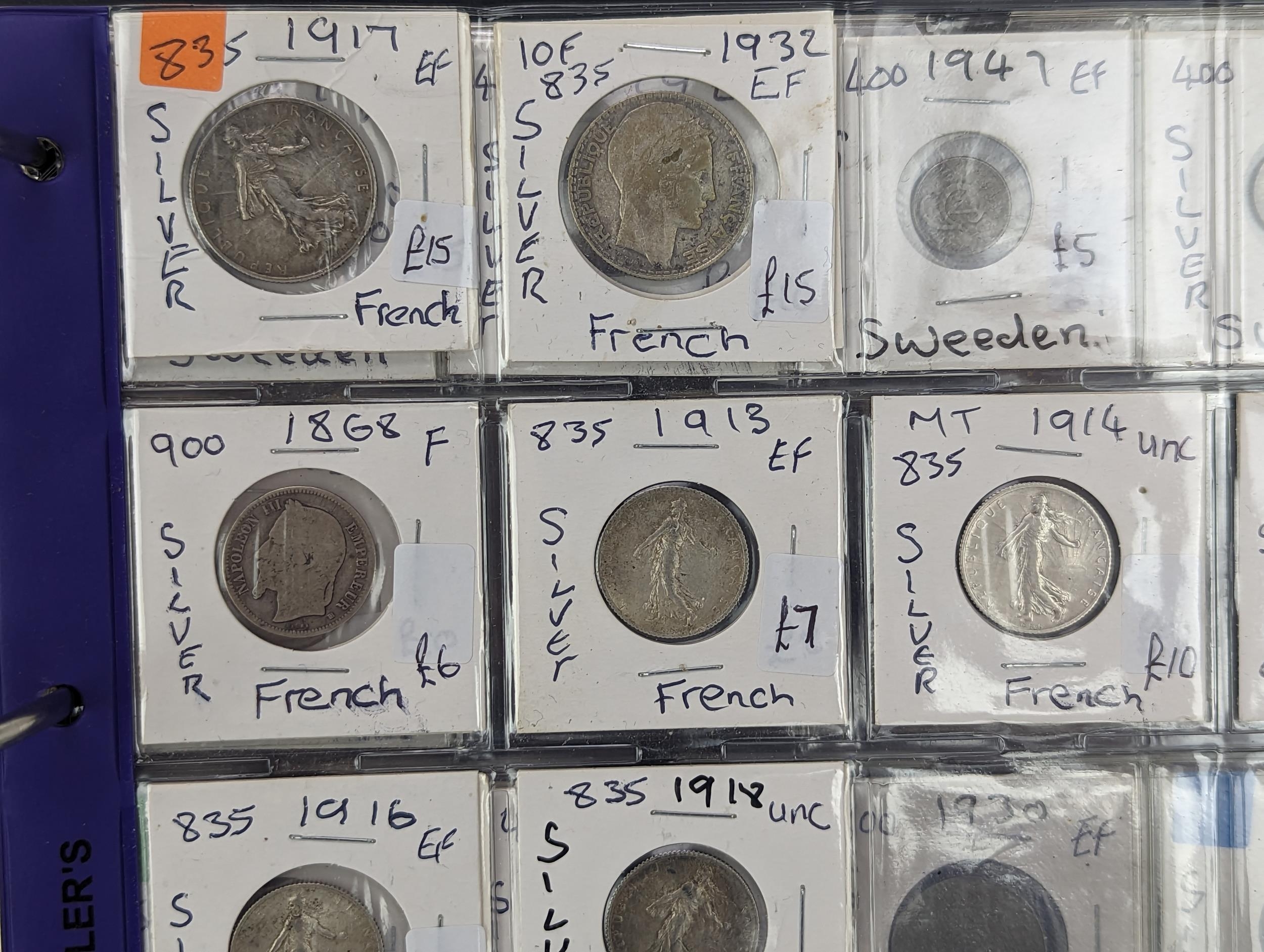 An album of mixed world silver coinage to include a 1912 British Trade Dollar, 1861-1908 Chinese - Image 36 of 58