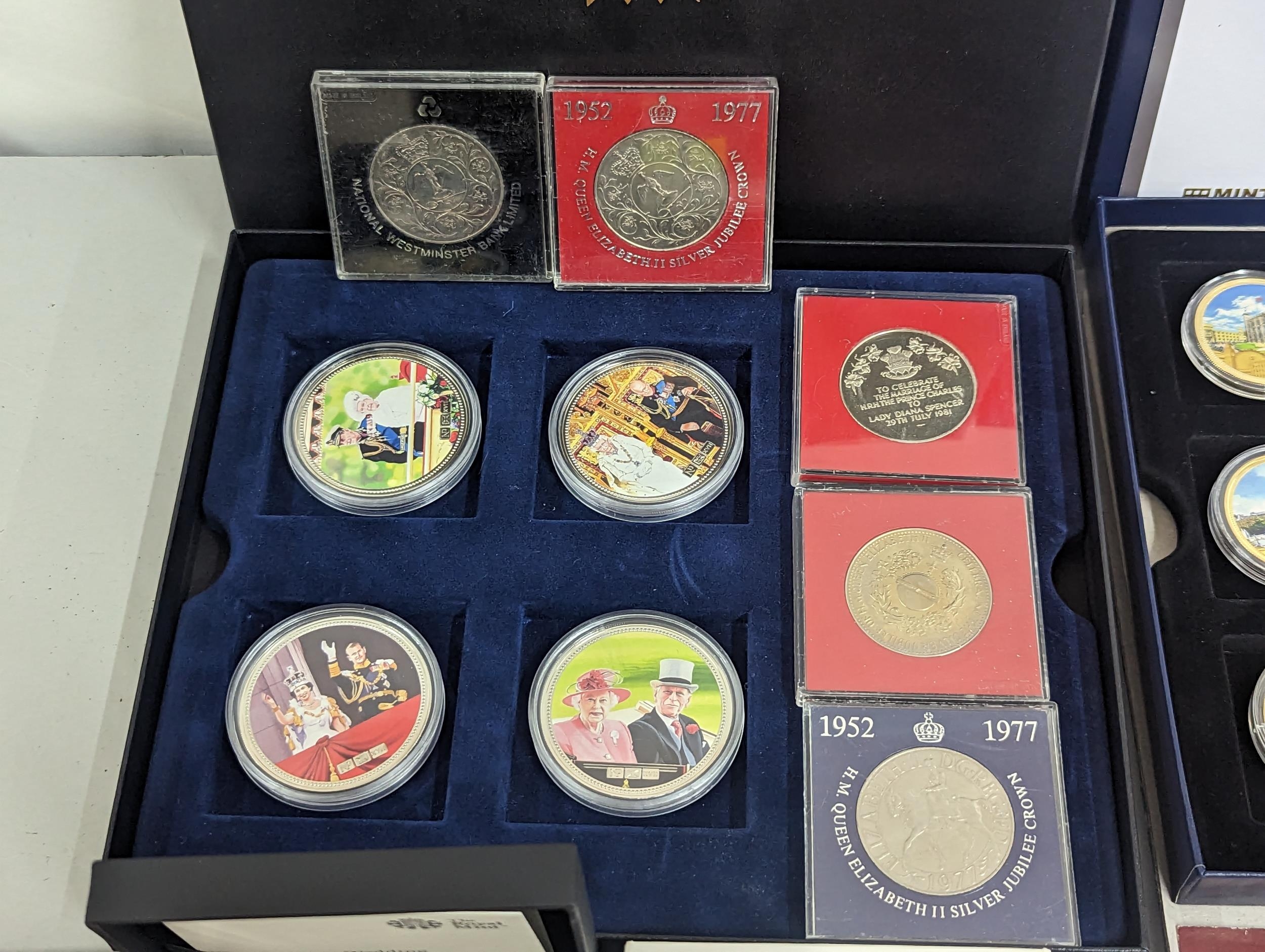 A large group of coins to include Westminster Elizabeth II and Prince Philip Numis proof crowns, - Image 11 of 18