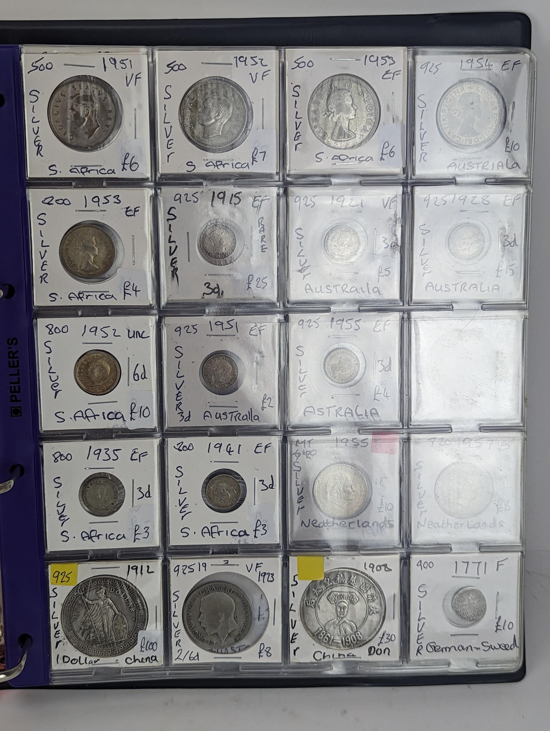 An album of mixed world silver coinage to include a 1912 British Trade Dollar, 1861-1908 Chinese - Image 5 of 58