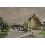 Bingham McGuinness - a river scene watercolour signed, 19cm x 28cm, framed and glazed Location: