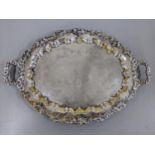 A 19th century fine cast tray with twin handles and a fruiting vine boarder Location: