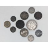 A group of 19th century and other coinage to include napoleon III 1 Franc 1852, 1868 and 1865 5