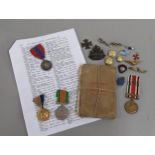 Mixed medals and badges to include a George VI For Faithful Service medal engraved Arthur Henry