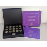 A cased 2022 Platinum Jubilee Fifty pence collection, comprising of thirteen 24ct gold plated 50