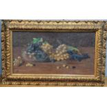 An Italian early 20th century oil on board depicting a still life, indistinctly signed to the