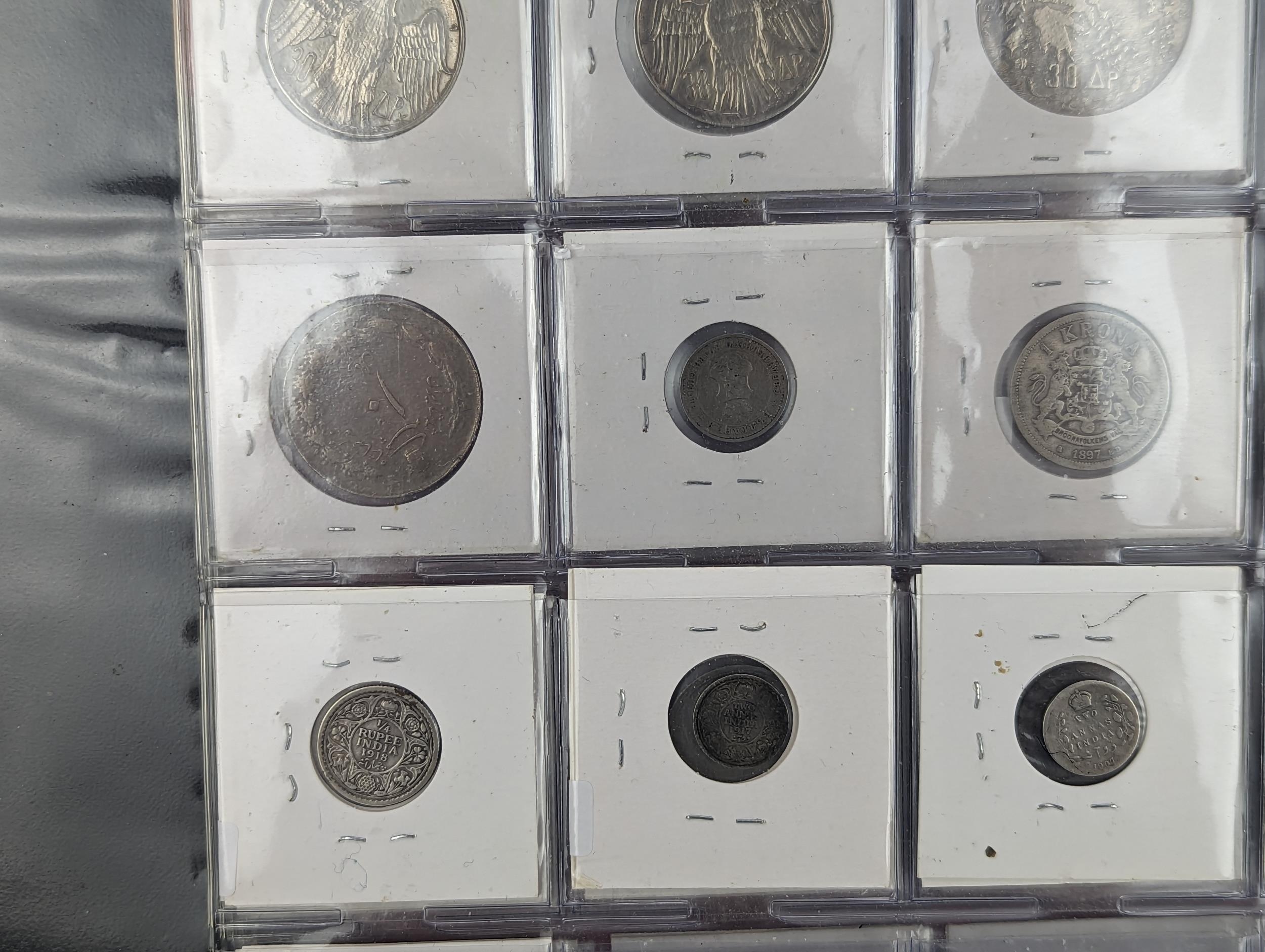 An album of mixed world silver coinage to include a 1912 British Trade Dollar, 1861-1908 Chinese - Image 32 of 58