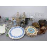 A mixed lot to include a pair of Italian vases, pewter tankards, Murano rabbit and other items