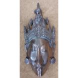 A Thai carved Lignum Vitae ornamental plaque in the form of a mask. Location:BWR
