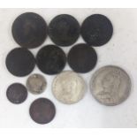 Georgian and later coinage to include 1817 Sixpence, 1890 Crown, 1887 Half-Crown, George III Penny