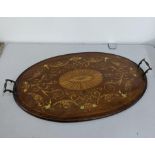 A Victorian inlaid and marquetry twin handled tray Location