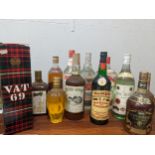 A selection of mixed spirits to include VAT 69, Bacardi, Southern Comfort, Gin