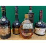 One bottle of Dimple Haig Scotch Whisky and four Bottles of Cognac, Location: