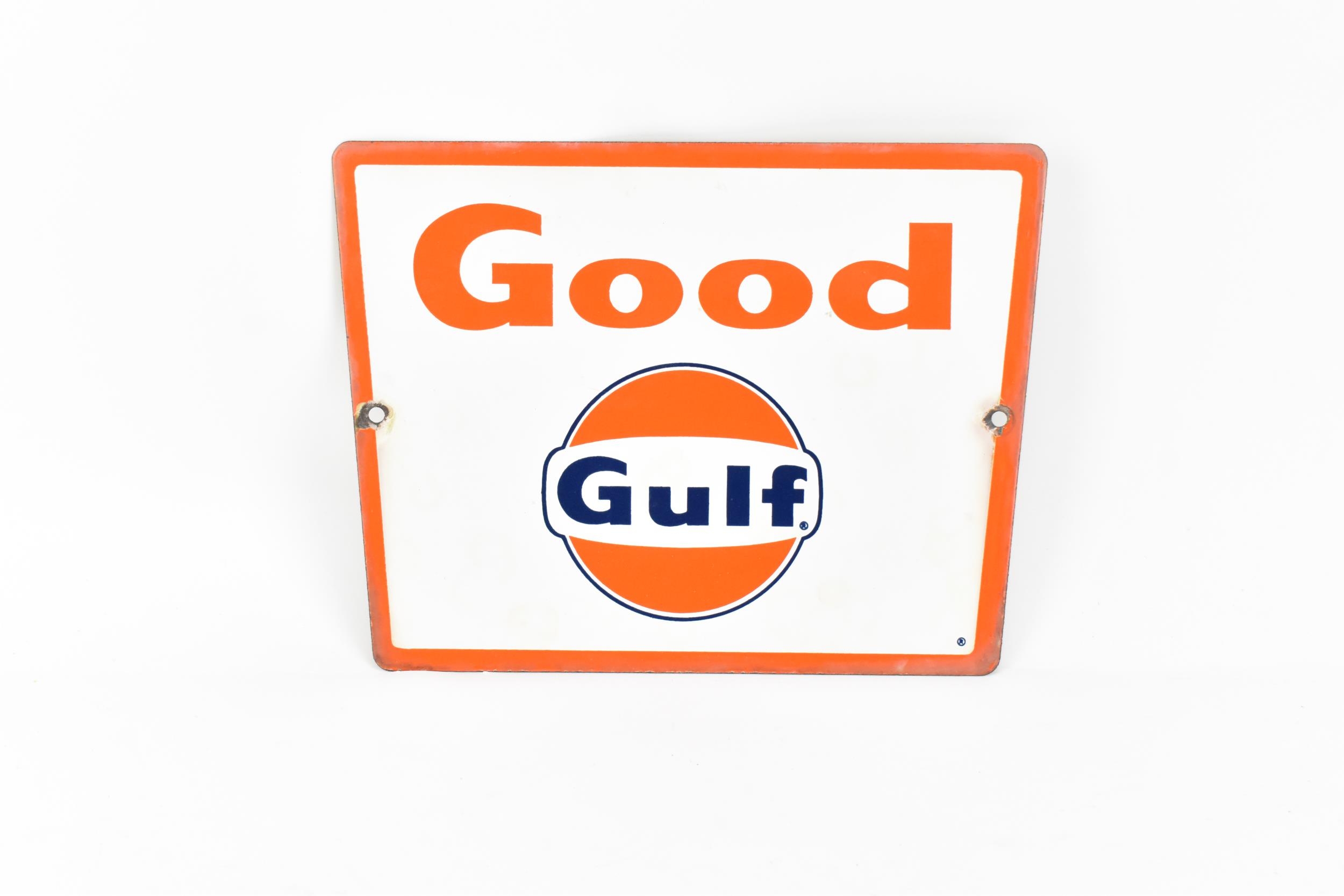 A mid century Good Gulf enamel sign, circa 1950s, 21.5 cm x 29 cm - Image 2 of 3