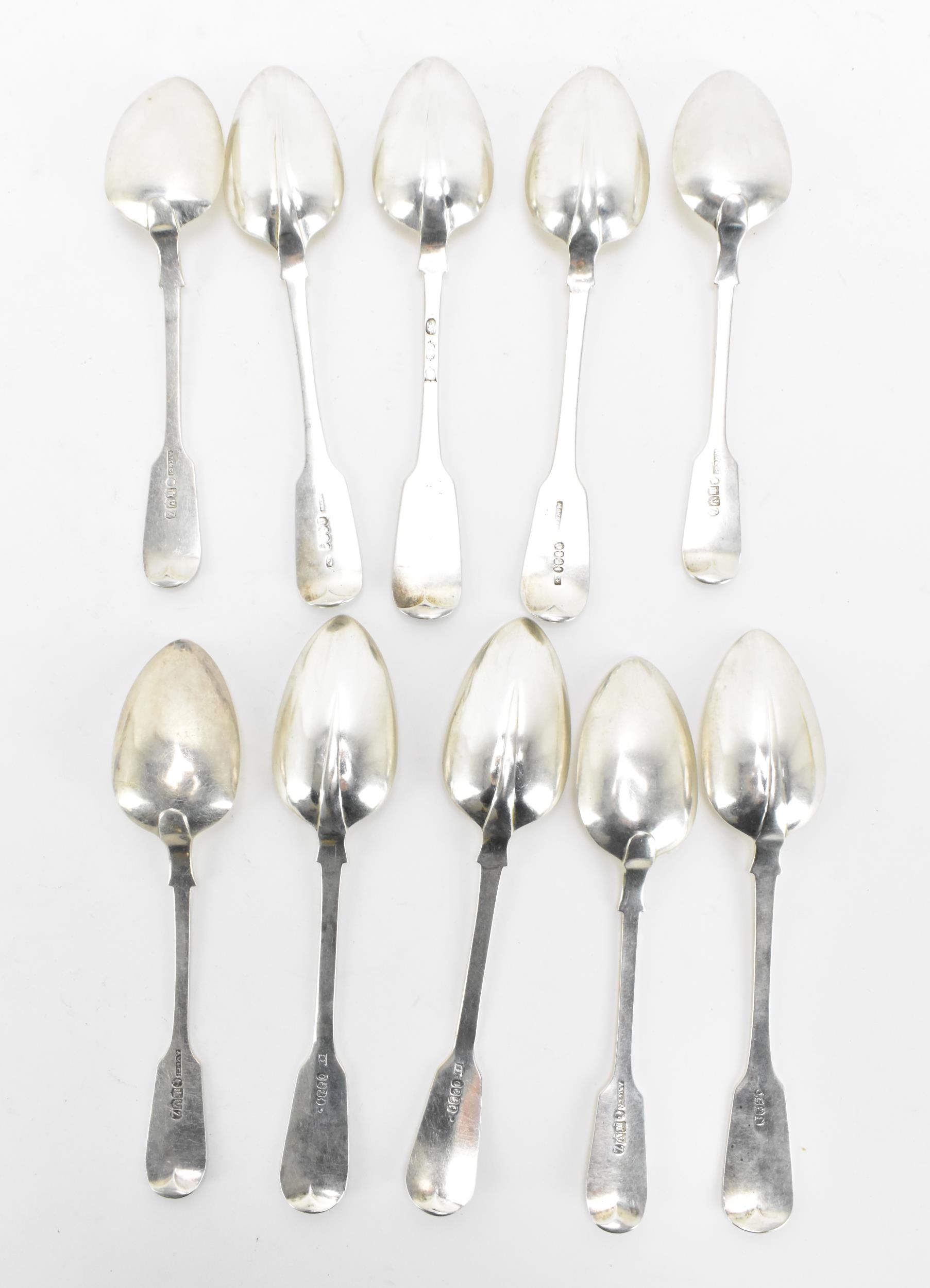 A collection of George III silver spoons, comprising six rat-tail back bowl dessert spoons ( - Image 4 of 11