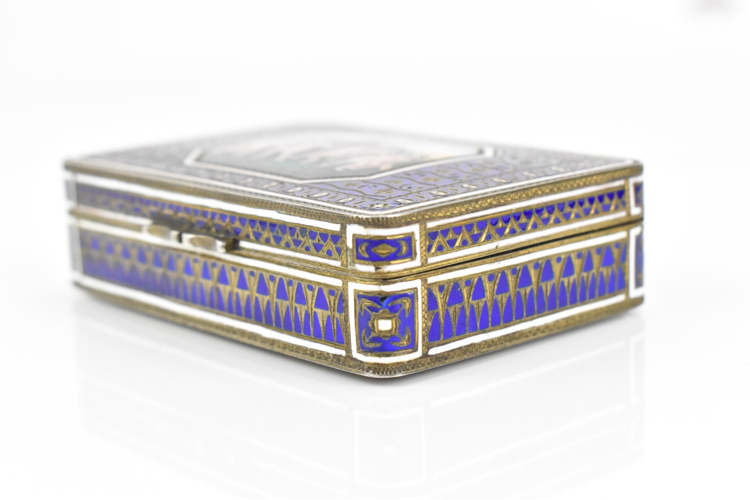 A European silver-gilt and enamel snuff box, early 20th century, possibly Italian, of rectangular - Image 5 of 7