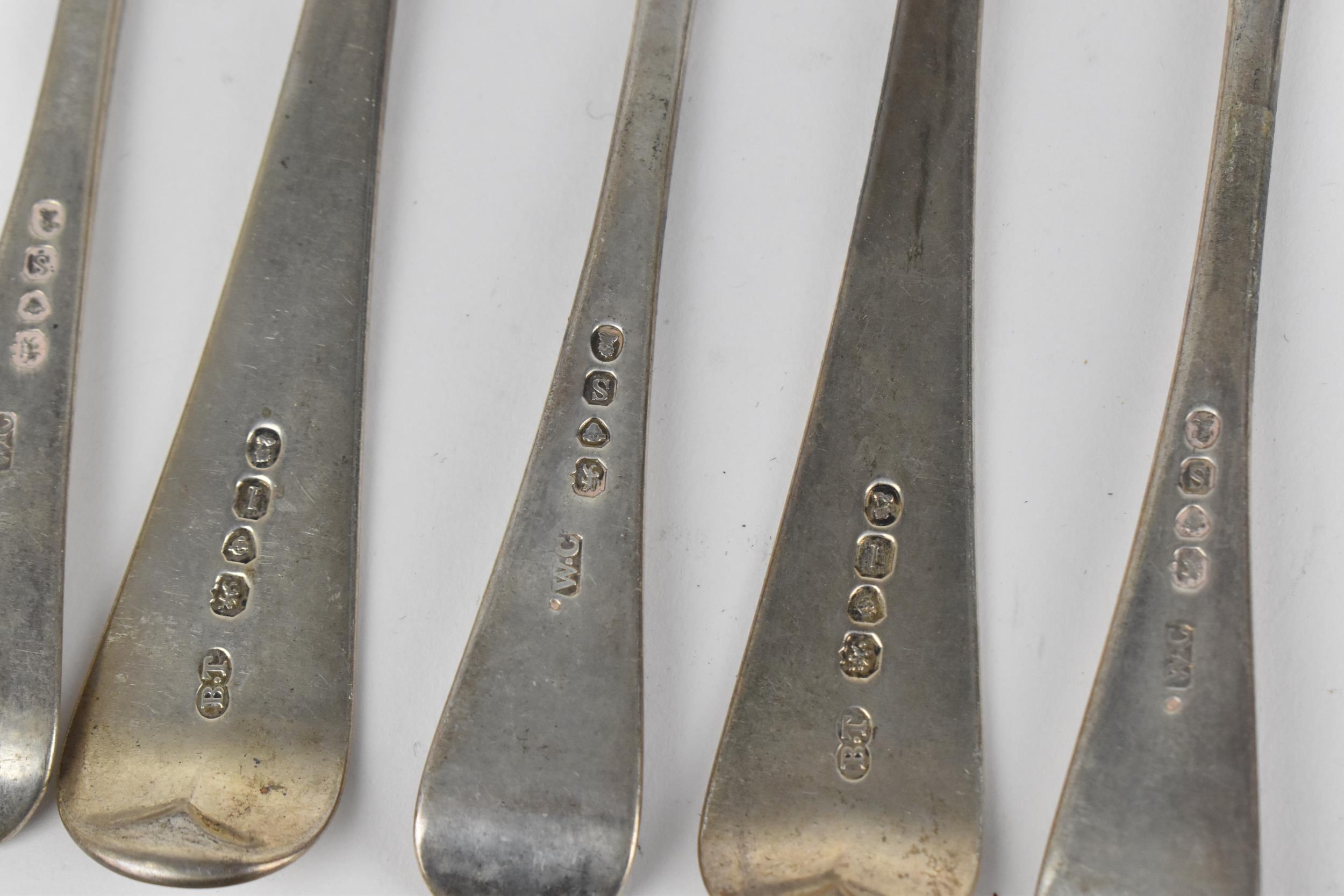 A small collection of late Georgian silver cutlery, comprising six tablespoons, makers initials B.T, - Image 5 of 6