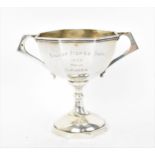 An early 20th century white metal horse racing trophy cup, engraved to the front 'Sialkot Horse Show
