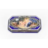 A European silver-gilt and enamel snuff box, early 20th century, possibly French, the rectangular