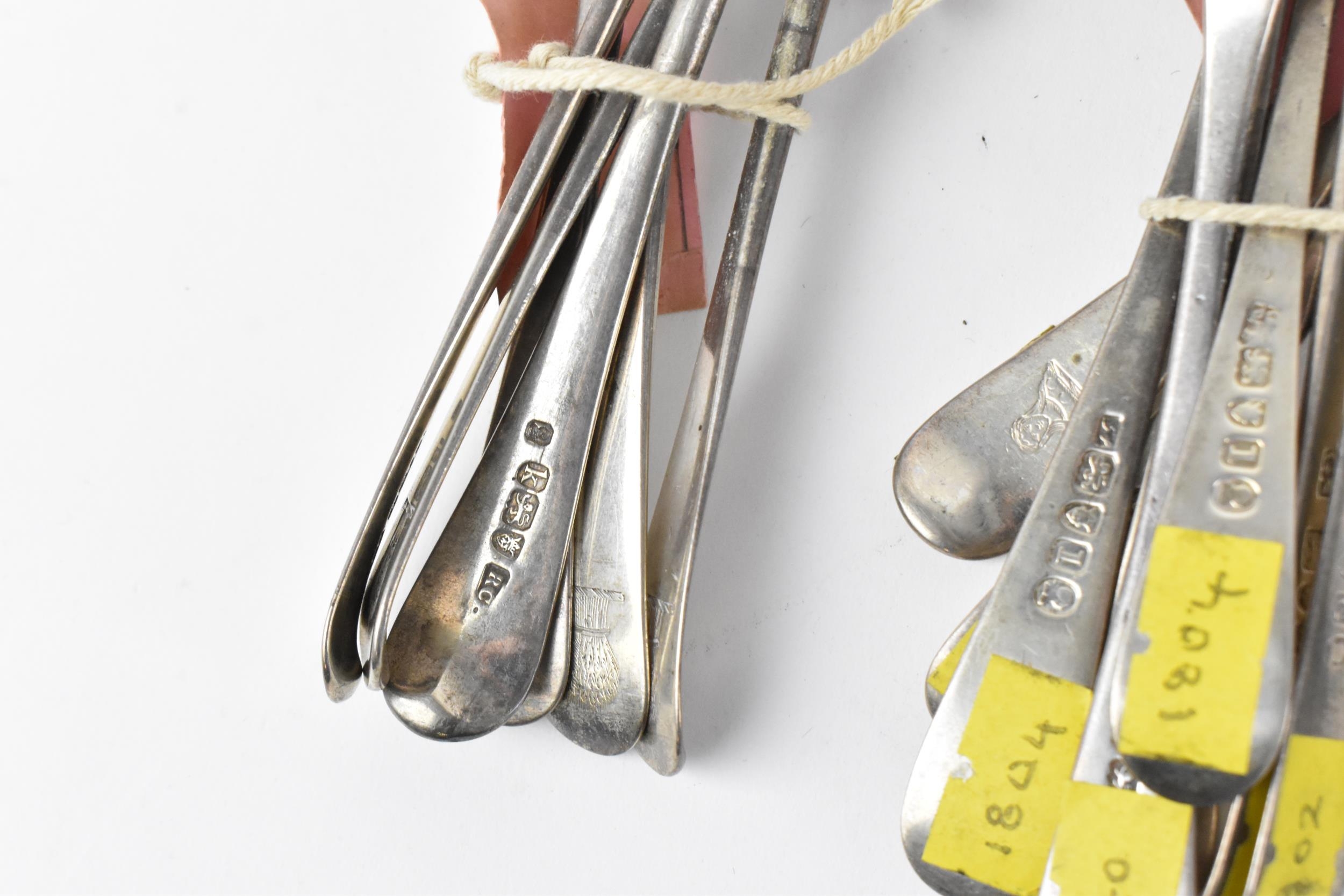 A small collection of mixed George III silver flatware, comprising six tableforks by Richard - Image 6 of 7