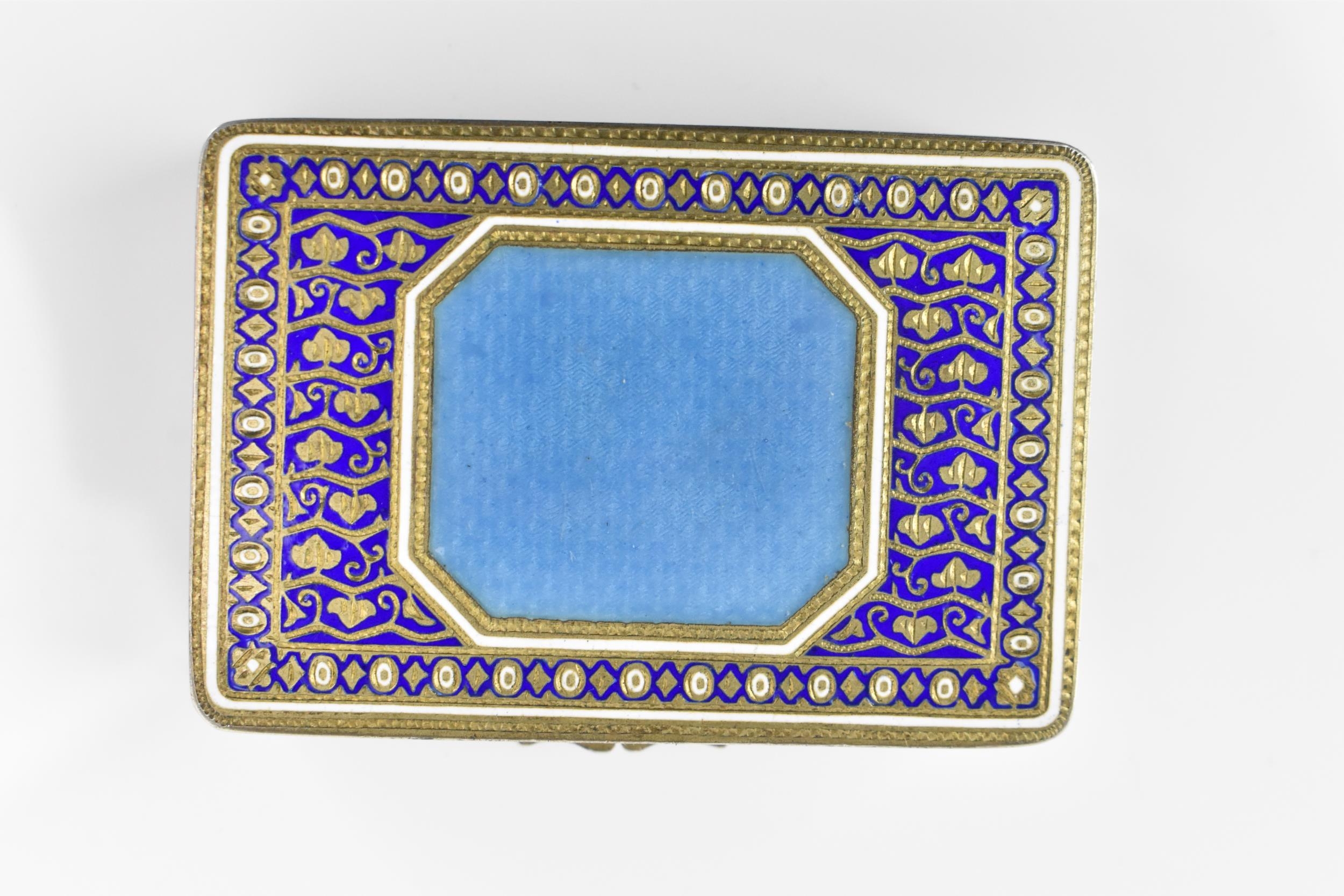 A European silver-gilt and enamel snuff box, early 20th century, possibly Italian, of rectangular - Image 4 of 7