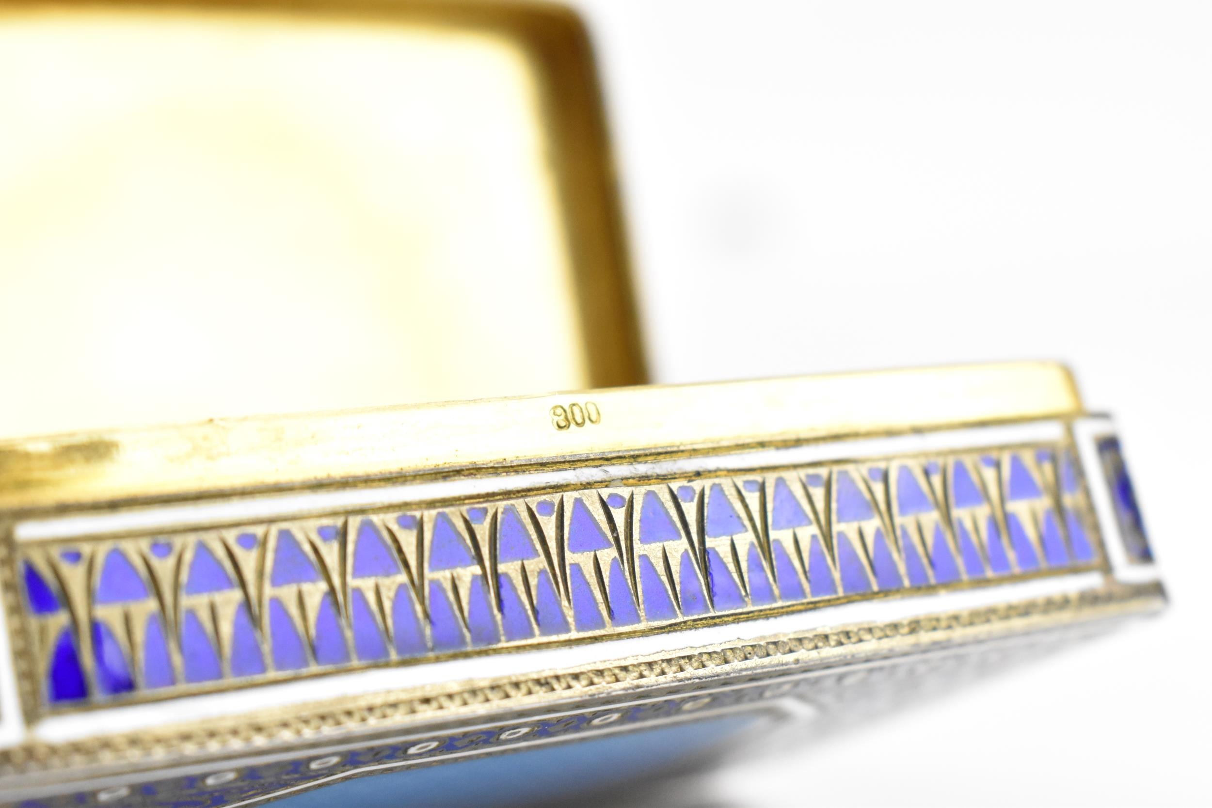 A European silver-gilt and enamel snuff box, early 20th century, possibly Italian, of rectangular - Image 6 of 7